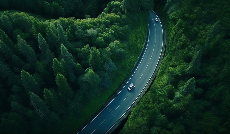 驾驶汽车在森林中弯曲的柏油路清新自然旅行绿色背景,高清,摄影图,摄影图片,图片大全,摄影图免费下载
